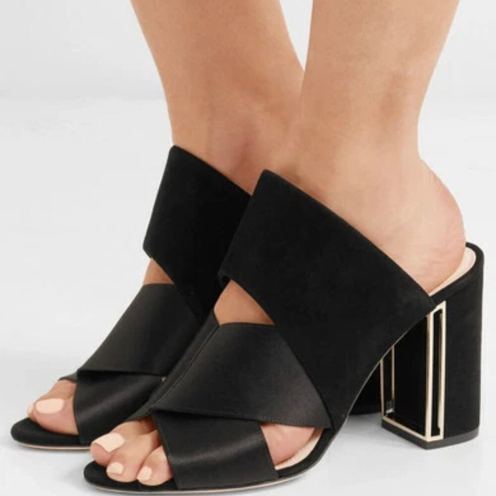 NICHOLAS KIRKWOOD Nini suede and satin mules size 5 $850 ,ITALY